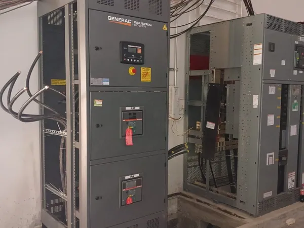 Tableros de transferencia y protección instalados en el cuarto eléctrico